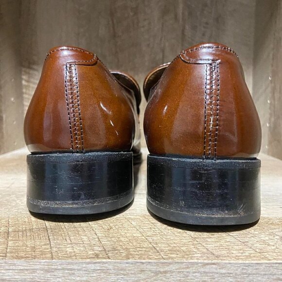 Vintage Brown Patent Leather Loafers Size 8 Horse bit Buckle Detail Hanover - Picture 7 of 9